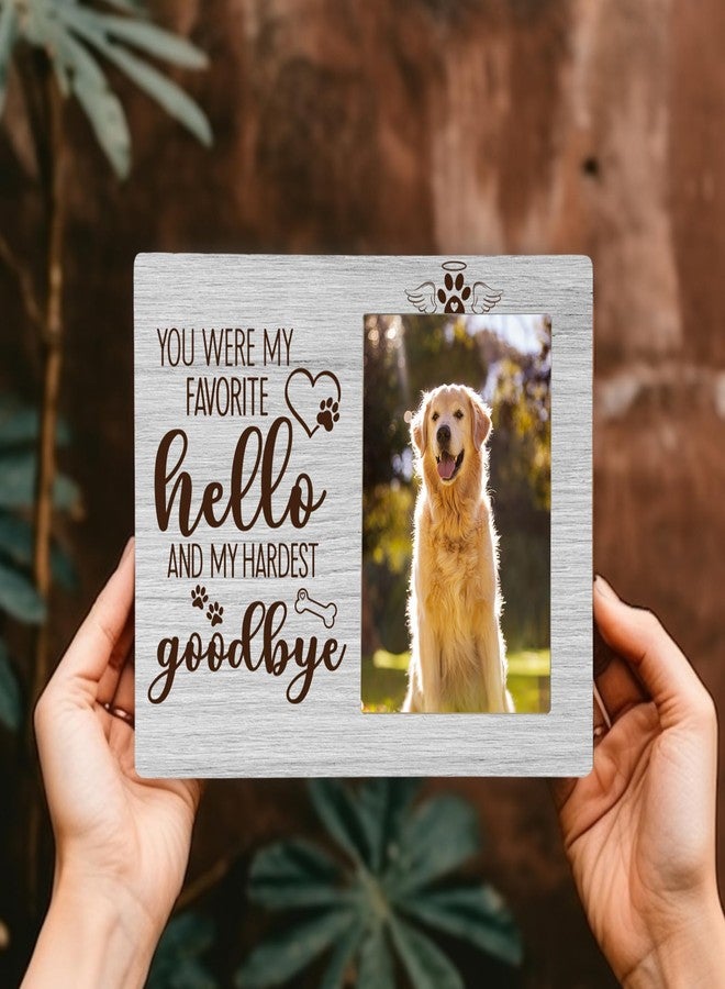 CAIFZ Pet Dog Memorial Picture Frame, You Were My Favorite Hello and My Hardest Goodbye Wooden Photo Frame Gifts for Loss of Dog, 4x6 inch Photo - Image 2